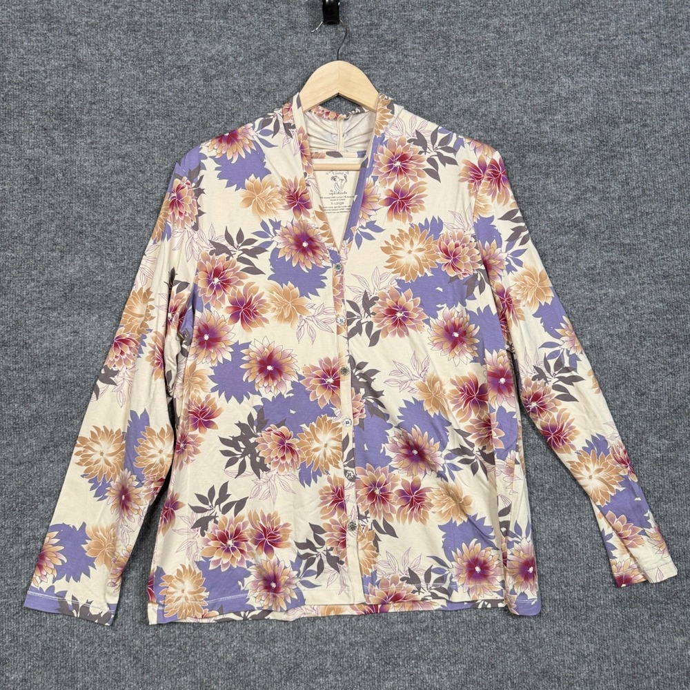 Personality by Soma Sz XL Pajama Top Cream Floral Sleepwear Cozy Loungewear